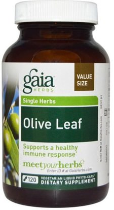 Gaia Herbs, Olive Leaf, 120 Vegetarian Liquid Phyto-Caps ,والصحة، والانفلونزا الباردة والفيروسية، أوراق الزيتون والبرد والانفلونزا
