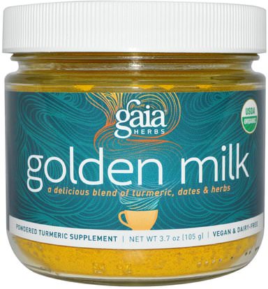 Gaia Herbs, Organic, Golden Milk, 3.7 oz (105 g) ,المكملات الغذائية، مضادات الأكسدة، الكركمين، الكركم