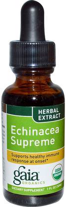 Gaia Herbs, Organics, Echinacea Supreme, 1 fl oz (30 ml) ,المكملات الغذائية، المضادات الحيوية، السوائل إشنسا