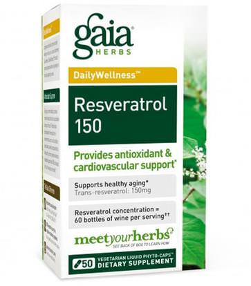 Gaia Herbs, Resveratrol 150, 50 Vegetarian Liquid Phyto-Caps ,المكملات الغذائية، ريسفيراترول