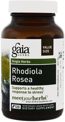 Gaia Herbs, Rhodiola Rosea, 120 Vegetarian Liquid Phyto-Caps ,المكملات الغذائية، أدابتوغن، الصحة، مكافحة الإجهاد