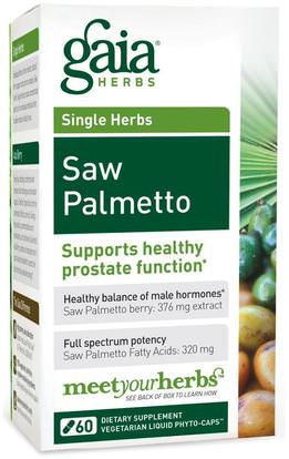 Gaia Herbs, Saw Palmetto, 60 Vegetarian Liquid Phyto-Caps ,الصحة، الرجال
