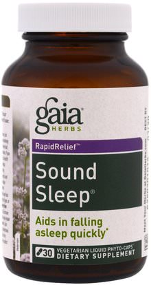 Gaia Herbs, Sound Sleep, 30 Vegetarian Liquid Phyto-Caps ,والمكملات الغذائية، والنوم