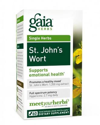 Gaia Herbs, St. Johns Wort, 60 Vegetarian Liquid Phyto-Caps ,الأعشاب، الشارع. جونز، ورت