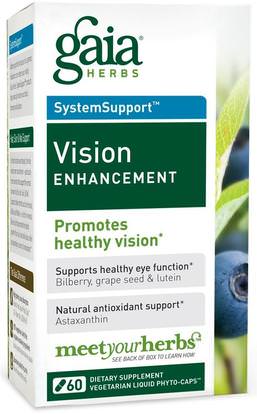 Gaia Herbs, SystemSupport, Vision Enhancement, 60 Vegetarian Liquid Phyto-Caps ,والرعاية الصحية، والعناية بالعيون، والرعاية الرؤية، والرؤية
