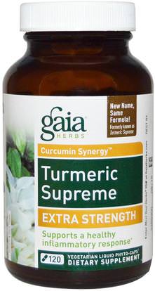 Gaia Herbs, Turmeric Supreme, 120 Veggie Liquid Phyto-Caps ,المكملات الغذائية، مضادات الأكسدة، الكركمين، الكركم