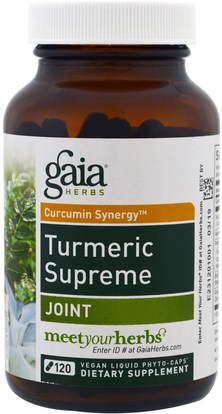Gaia Herbs, Turmeric Supreme, Joint, 120 Vegan Liquid Phyto-Caps ,المكملات الغذائية، مضادات الأكسدة، الكركمين