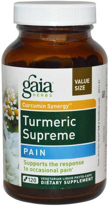 Gaia Herbs, Turmeric Supreme, Pain, 120 Vegetarian Liquid Phyto-Caps ,المكملات الغذائية، مضادات الأكسدة، الكركمين