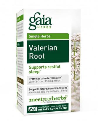 Gaia Herbs, Valerian Root, 60 Vegetarian Liquid Phyto-Caps ,والمكملات الغذائية، والنوم، حشيشة الهر