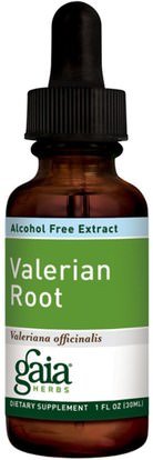 Gaia Herbs, Valerian Root, Alcohol Free Extract, 1 fl oz (30 ml) ,والمكملات الغذائية، والنوم، حشيشة الهر