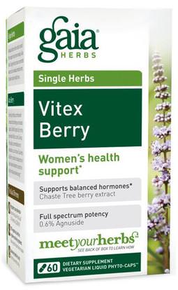 Gaia Herbs, Vitex Berry, 60 Veggie Liquid Phyto-Caps ,والصحة، والنساء، والأعشاب، والعجين التوت