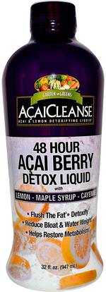 Garden Greens, AcaiCleanse, 48 Hour Acai Berry Detox Liquid, 32 fl oz (947 ml) ,المكملات الغذائية، مقتطفات الفاكهة، الفواكه السوبر، عصير السائل أكاي، عصير الفواكه