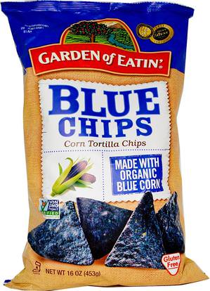 Garden of Eatin, Corn Tortilla Chips, Blue Chips, 16 oz (453 g) ,الغذاء، والوجبات الخفيفة، ورقائق