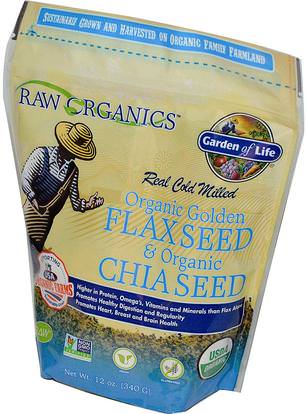 Garden of Life, 100% Organic Flax & Chia Blend, 12 oz (340 g) ,المكملات الغذائية، إيفا أوميجا 3 6 9 (إيبا دا)، بذور الكتان