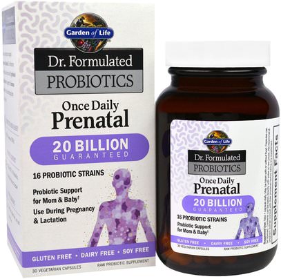 Garden of Life, Dr. Formulated Probiotics, Once Daily Prenatal, 30 Veggie Caps (Ice) ,الفيتامينات، الفيتامينات قبل الولادة، البروبيوتيك