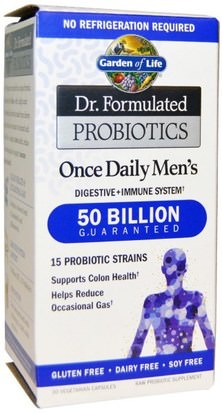 Garden of Life, Dr. Formulated Probiotics, Once Dailys Mens, 30 Veggie Caps ,الصحة، الرجال، المكملات الغذائية، البروبيوتيك، استقرت البروبيوتيك