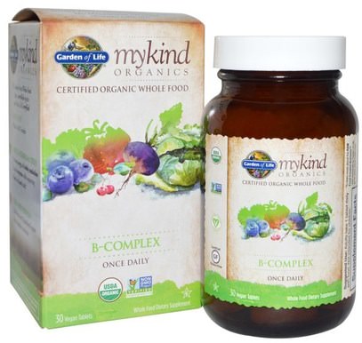 Garden of Life, mykind Organics, B-Complex, 30 Vegan Tablets ,الفيتامينات، فيتامين ب المعقدة