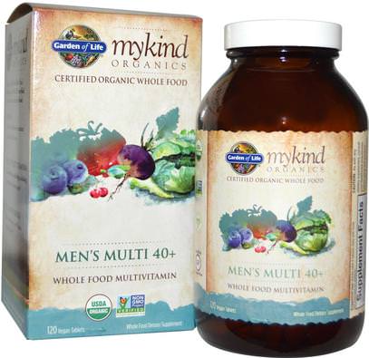 Garden of Life, MyKind Organics, Mens Multi 40+, 120 Vegan Tablets ,الفيتامينات، الرجال الفيتامينات، المواد العضوية النوع