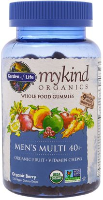Garden of Life, Mykind Organics, Mens Multi 40+, Organic Berry, 120 Gummy Drops ,الفيتامينات، الرجال الفيتامينات
