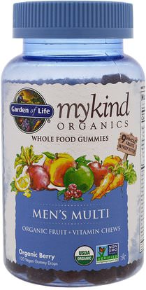 Garden of Life, Mykind Organics, Mens Multi, Organic Berry, 120 Gummy Drops ,الفيتامينات، الرجال الفيتامينات