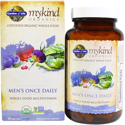 Garden of Life, MyKind Organics, Mens Once Daily, Whole Food Multivitamin, 60 Vegan Tablets ,الفيتامينات، الرجال الفيتامينات، المواد العضوية النوع