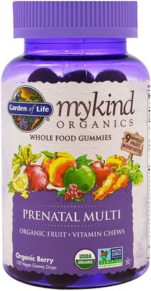 Garden of Life, Mykind Organics, Prenatal Multi, Organic Berry, 120 Gummy Drops ,الفيتامينات، الفيتامينات قبل الولادة