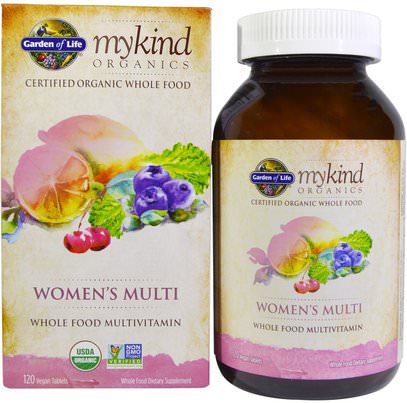 Garden of Life, MyKind Organics, Womens Multi, 120 Vegan Tablets ,الفيتامينات، النساء الفيتامينات، المواد العضوية النوع