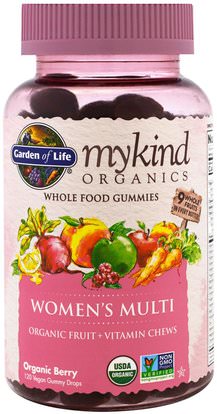 Garden of Life, Mykind Organics, Womens Multi, Organic Berry, 120 Gummy Drops ,الفيتامينات، النساء الفيتامينات