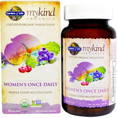 Garden of Life, MyKind Organics, Womens Once Daily, 60 Vegan Tablets ,الفيتامينات، النساء الفيتامينات، المواد العضوية النوع