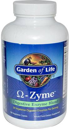 Garden of Life, O-Zyme, Digestive Enzyme Blend, 180 Vegetarian Caplets ,المكملات الغذائية، والإنزيمات