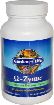 Garden of Life, O-Zyme, Digestive Enzyme Blend, 90 Vegetarian Caplets ,المكملات الغذائية، والإنزيمات