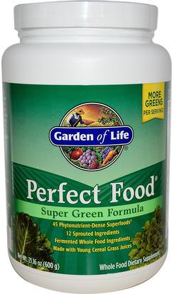 Garden of Life, Perfect Food, Super Green Formula, 21.16 oz (600 g) ,والمكملات الغذائية، سوبرفوودس، والأطعمة المثالية