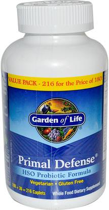 Garden of Life, Primal Defense, HSO Probiotic Formula, 216 Vegetarian Caplets ,المكملات الغذائية، البروبيوتيك، استقرت البروبيوتيك