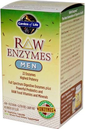 Garden of Life, RAW Enzymes, Men, 90 Veggie Caps ,الصحة، الرجال، المكملات الغذائية، الإنزيمات