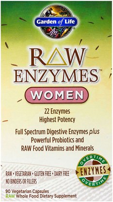 Garden of Life, RAW Enzymes, Women, 90 Veggie Caps ,والصحة، والمرأة، والمكملات الغذائية، والإنزيمات