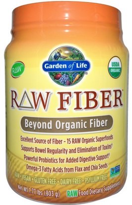 Garden of Life, RAW Fiber, Beyond Organic Fiber, 1.77 lbs (803 g) ,المكملات الغذائية، والألياف