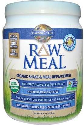 Garden of Life, RAW Meal, Organic Shake & Meal Replacement, Vanilla, 16.7 oz (475 g) ,والمكملات الغذائية، والهدايا استبدال وجبة