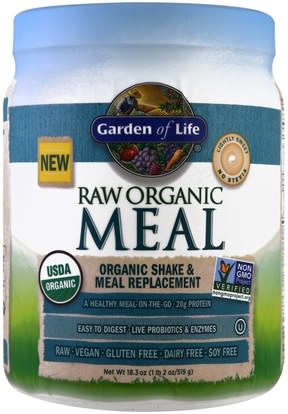 Garden of Life, RAW Organic Meal, Organic Shake & Meal Replacement, Lightly Sweet, 16 oz (454 g) ,والمكملات الغذائية، والهدايا استبدال وجبة