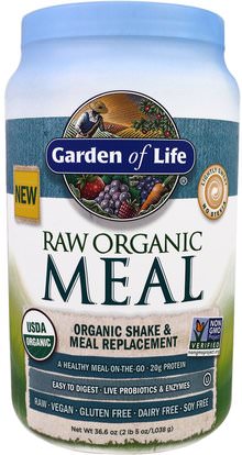 Garden of Life, Raw Organic Meal, Organic Shake & Meal Replacement, Lightly Sweet, 36.6 oz (1,038 g) ,والمكملات الغذائية، والهدايا استبدال وجبة