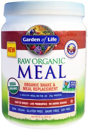 Garden of Life, RAW Organic Meal, Shake and Meal Replacement, Vanilla Spiced Chai, 16 oz (455 g) ,والمكملات الغذائية، والهدايا استبدال وجبة
