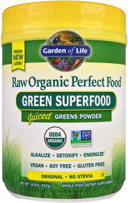Garden of Life, Raw Organic Perfect Food, Green Superfood, Original, 14.8 oz (419 g) ,والمكملات الغذائية، سوبرفوودس، والأطعمة المثالية