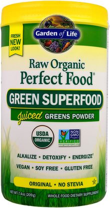 Garden of Life, Raw Organic Perfect Food, Green Superfood, Original, 7.4 oz (209 g) ,والمكملات الغذائية، سوبرفوودس، والأطعمة المثالية