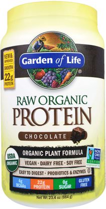 Garden of Life, Raw Organic Protein, Organic Plant Formula, Chocolate, 23.4 oz (664 g) ,Herb-sa