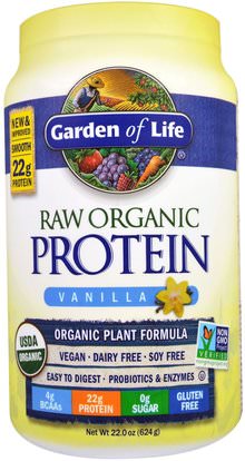 Garden of Life, RAW Organic Protein, Organic Plant Formula, Vanilla, 22 oz (624 g) ,Herb-sa