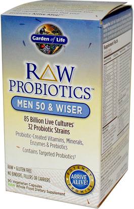 Garden of Life, RAW Probiotics, Men 50 & Wiser, 90 Veggie Caps (Ice) ,الصحة، الرجال، المكملات الغذائية، البروبيوتيك