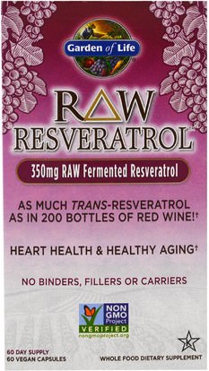 Garden of Life, RAW Resveratrol, 350 mg, 60 Veggie Caps ,المكملات الغذائية، ريسفيراترول