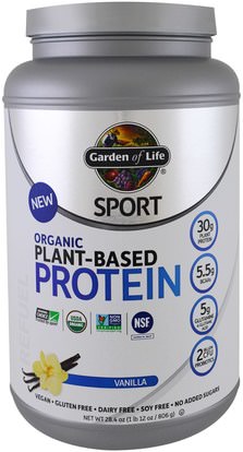 Garden of Life, Sport, Organic Plant-Based Protein, Refuel, Vanilla, 28.4 oz (806 g) ,والرياضة، والمكملات الغذائية، بروتين الرياضة