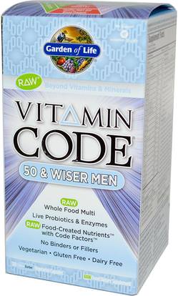 Garden of Life, Vitamin Code, 50 & Wiser Men, 120 Vegetarian Capsules ,الفيتامينات، الرجال الفيتامينات المتعددة - كبار السن
