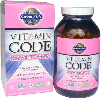 Garden of Life, Vitamin Code, 50 & Wiser Women, Raw Whole Food Multivitamin, 240 Veggie Caps ,الفيتامينات، نساء، الفيتامينات، -، سينيورس