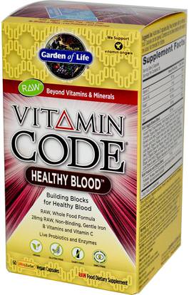 Garden of Life, Vitamin Code, Healthy Blood, 60 Vegan Caps ,الصحة